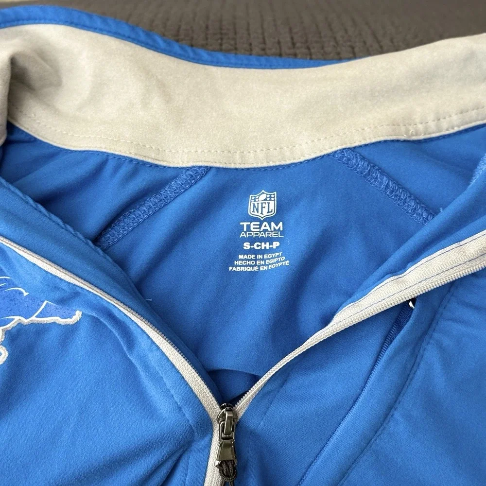 NFL Combine Detroit Lions Mens S Quarter Zip‎ Pullover Blue Stretch Activewear